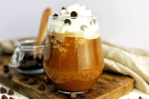 Lactation Keto Mocha Frappe With Whipped Cream and Chocolate Chips