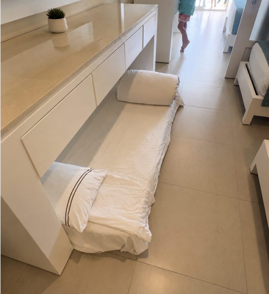 Bed on ground for the 5th child